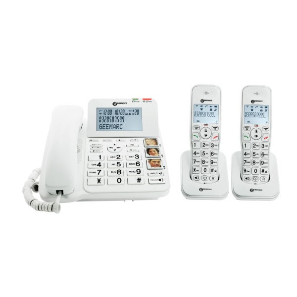 Geemarc AmpliDECT Combi 295-2 Amplified Corded Phone and 2 x Cordless Phones